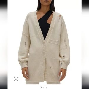 Nwots Hemut Lang Distressed Cardigan